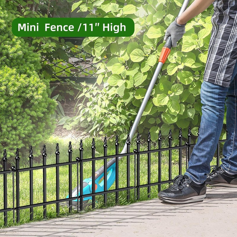 FOREHOGAR Decorative Metal Garden Fence 11in H x 6ft L, Small Border Fence Roman Column Deco, Garden Fencing for Flower Bed Lawn Landscape Outdoor, 5 Panels + 6 Stakes Black - Image 2